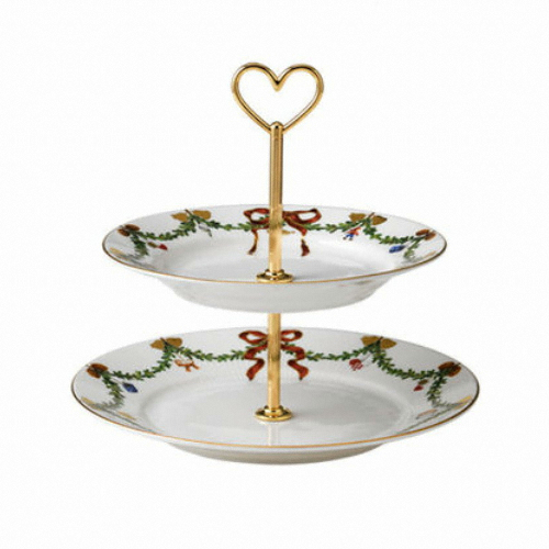 로얄코펜하겐 스타 플루티드 크리스마스 2단 케이크스탠드 23cm