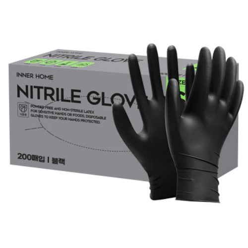 이너홈  니트릴장갑 200매 블랙/화이트