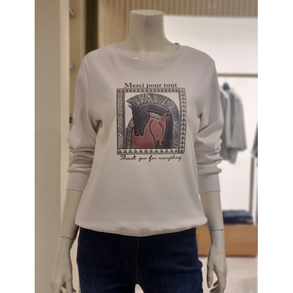 벨라디터치 V9D4TS24 여성 캐쥬얼 라운드넥 프린팅 티셔츠