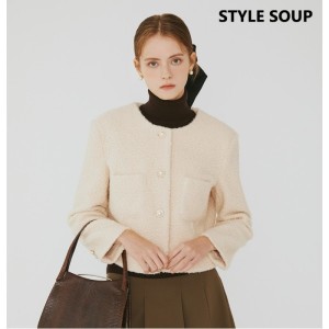 숲(SOUP) 부클레 오픈 버튼 재킷 SZAJKE1