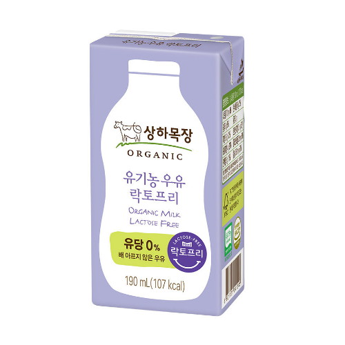 매일유업 상하목장 유기농 우유 락토프리 190ml
