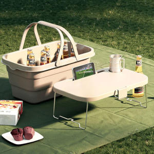 청년리빙  2in1 접이식 캠핑 폴딩 박스 테이블