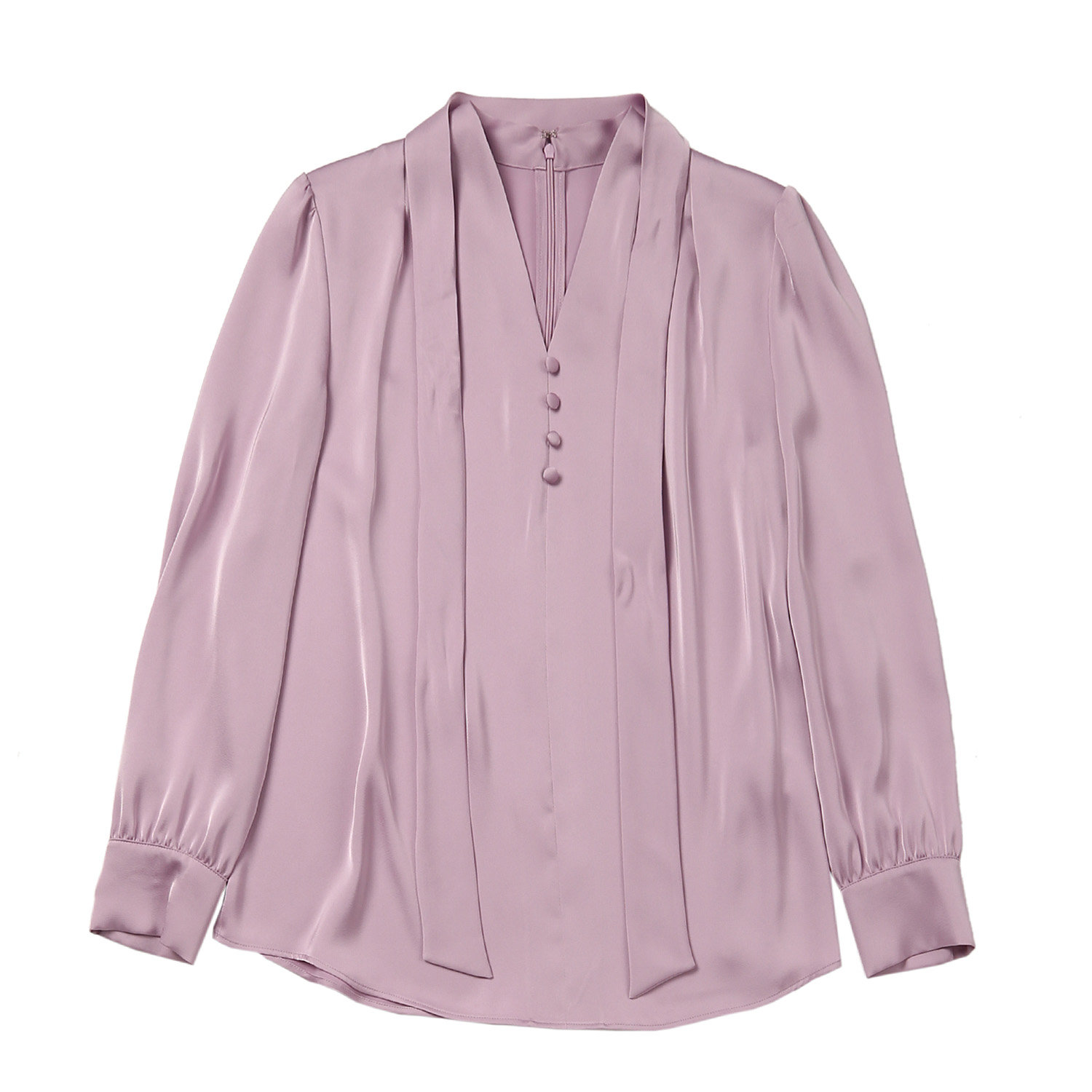 쉬즈미스 여성 V넥 새틴 타이넥 블라우스 SWWBLN41050