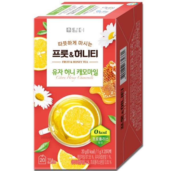 담터  따뜻하게 마시는 프룻&허니티 유자 허니 캐모마일 20T