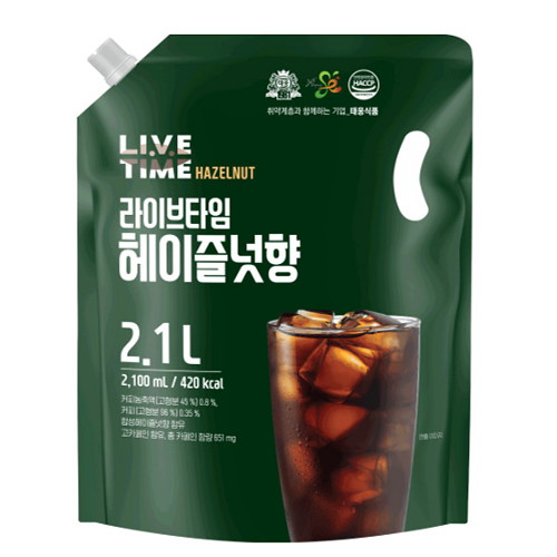 태웅식품  라이브타임 헤이즐넛향 2.1L