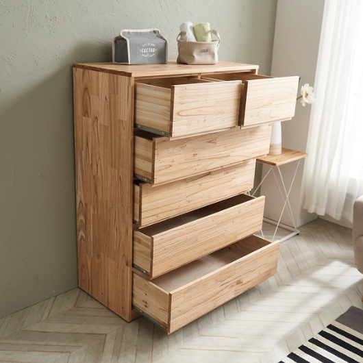 우아미가구 벨지안 참죽 원목 5단 서랍장 900