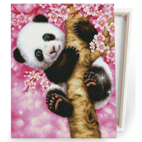 아이러브페인팅  DIY 캔버스형 보석십자수 벚꽃판다