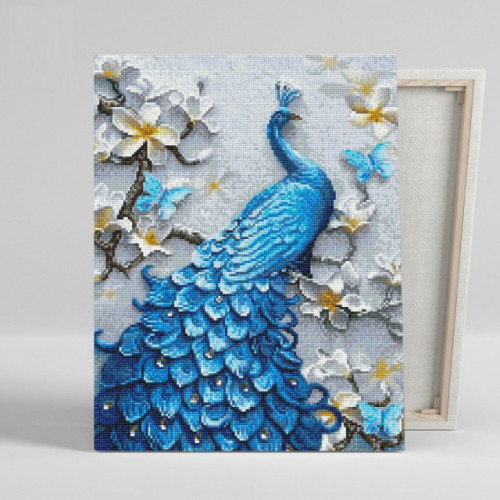 아이러브페인팅  DIY 캔버스형 보석십자수 푸른 공작