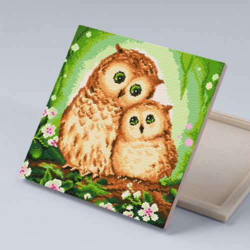 아이러브페인팅  DIY 캔버스형 보석십자수 꽃과 부엉이 30x30cm