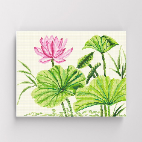 아이러브페인팅  DIY 캔버스형 보석십자수 단아한 연꽃