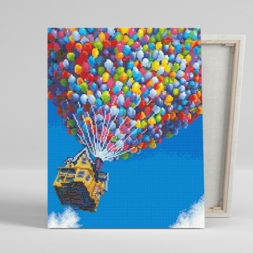 아이러브페인팅  DIY 캔버스형 보석십자수 풍선과 집