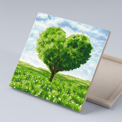 아이러브페인팅  DIY 캔버스형 보석십자수 그린 하트 트리