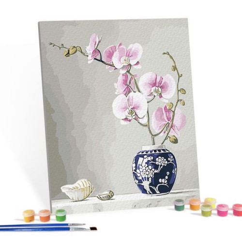 아이러브페인팅  DIY 캔버스형 명화그리기 분홍 난초 화병