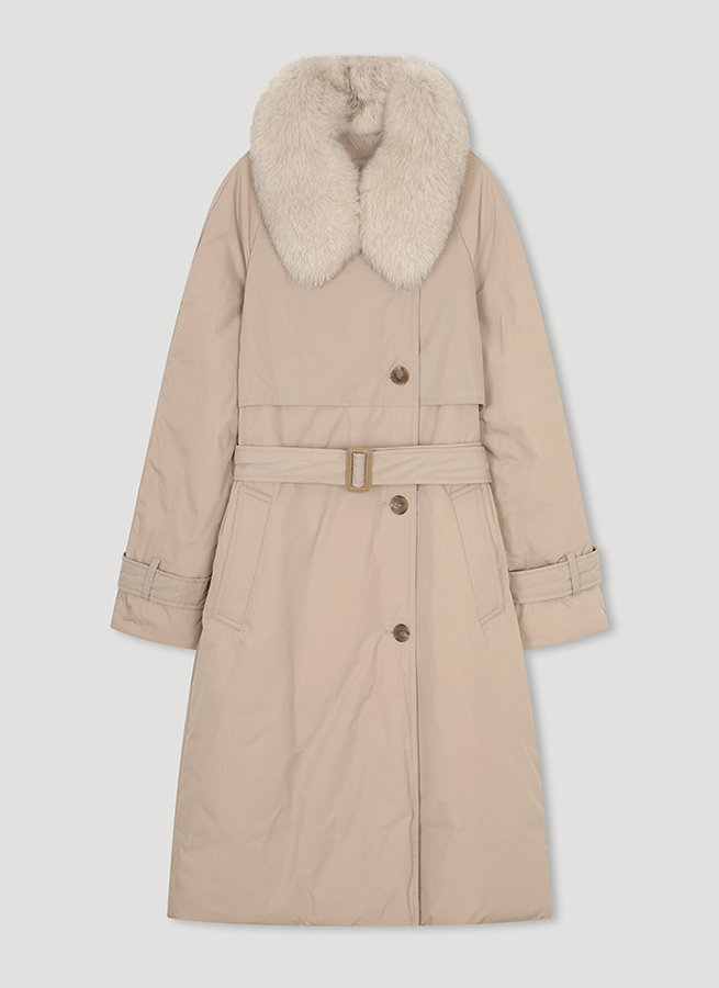 리스트 여성 폭스퍼 벨티드 롱 구스다운 점퍼 TSGJPN82520