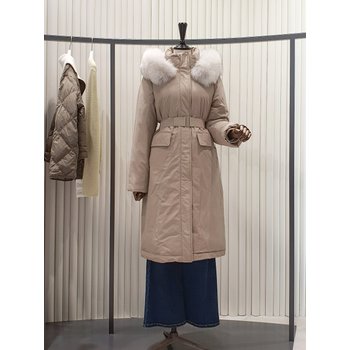 ZOOC 여성 폭스퍼 구스다운 롱 야상 패딩점퍼 V234PSG945