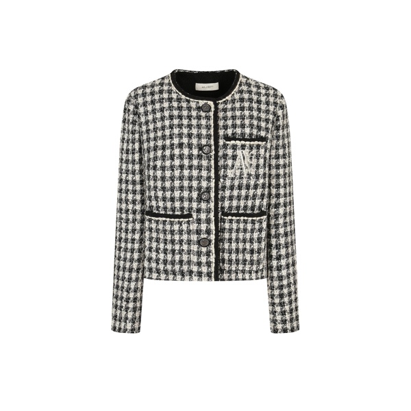 JJ지고트 여성 라운드넥 메탈 트위드 자켓 GNBM0JK91