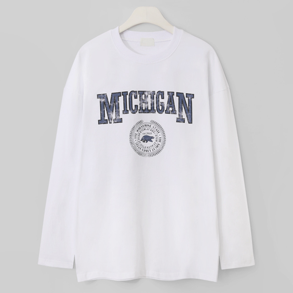 MNC 미시간 박스핏 긴팔티 MDIT074LO