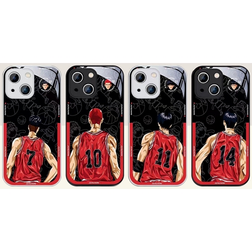 유니커블  아이폰14 슬램덩크 백넘버 메탈릭 프레임 강화유리 케이스