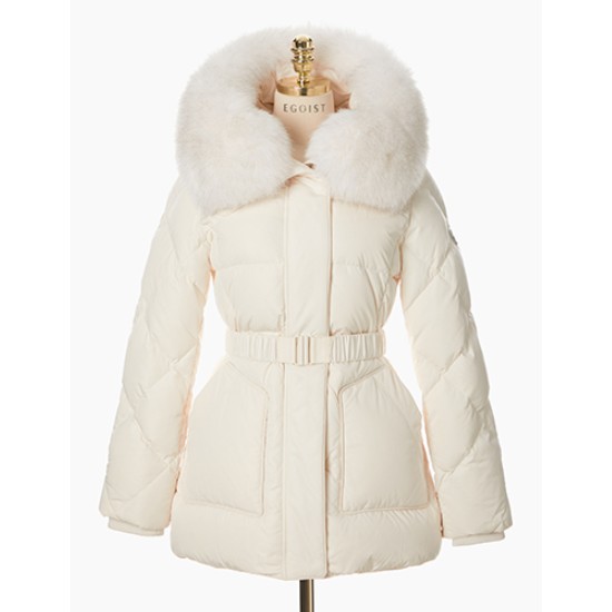 에고이스트 여성 와이드 폭스퍼 다이아퀼팅 중기장 다운 점퍼 EP4TD004