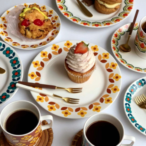 커먼키친 레트로 런치 접시 플라워