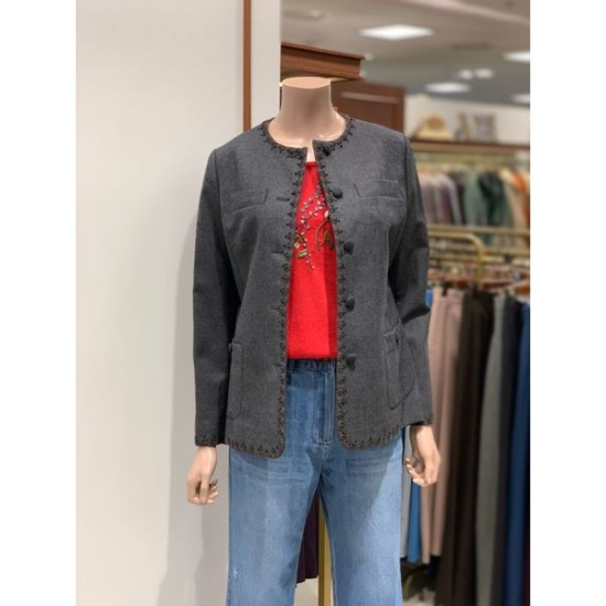 비꼴리끄 여성 울자수 라운드 자켓 B224WJ3060