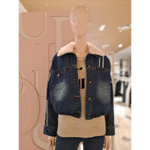 숲(SOUP) 여성 부클카라 탈부착 테이프디테일 데님자켓 SZADJ80