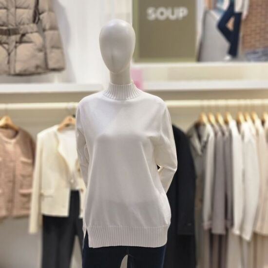 숲(SOUP) 모크넥 반폴라 골지 니트 OZBLKT1