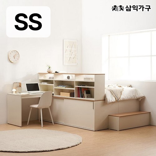 삼익가구 빅터 슬라이딩 빅수납 침대 SS+계단+책장+책상
