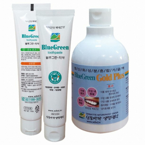 산들바다생명제약  블루그린골드 플러스 350ml + 블루그린치약 150g x 2개