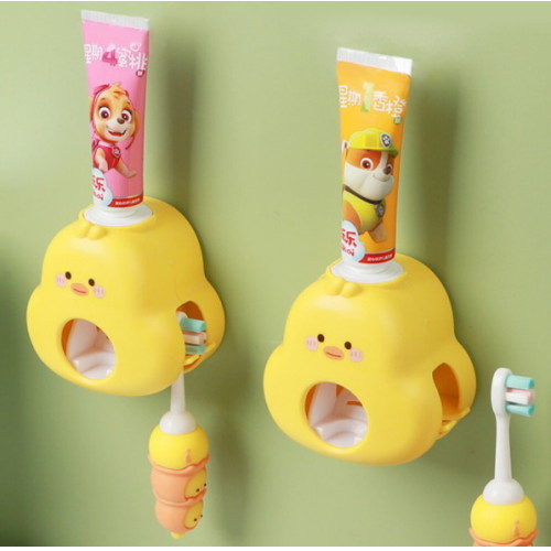 제이라이프  슈슈 병아리 부착형 원터치 치약칫솔 디스펜서