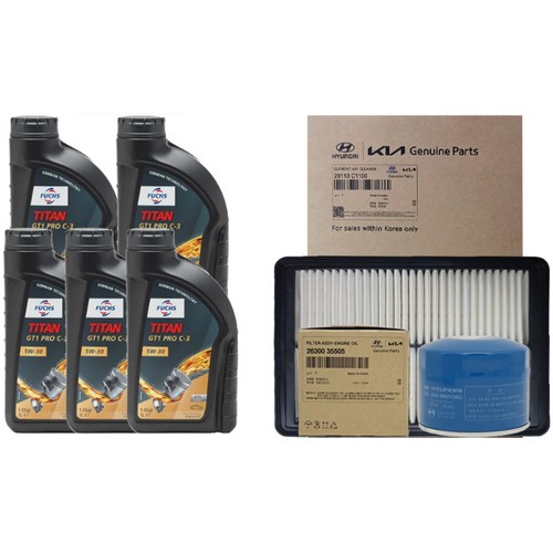 훅스  타이탄 GT1 프로 C3 5W30 5L + 순정필터 현대 LF소나타 뉴라이즈 1.6 가솔린 터보