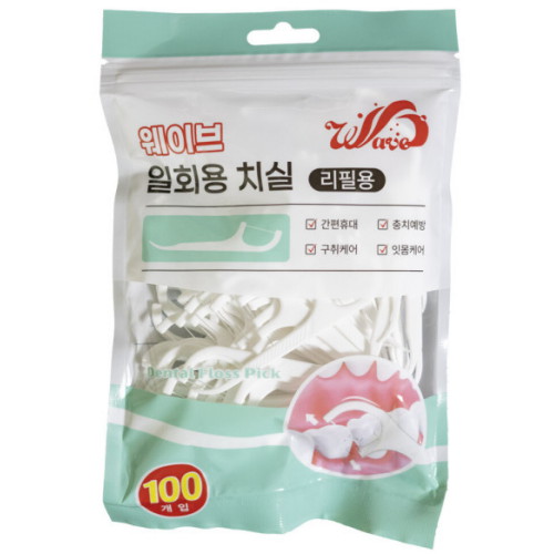 웨이브 Y자형 일회용 치실 리필용 100개입