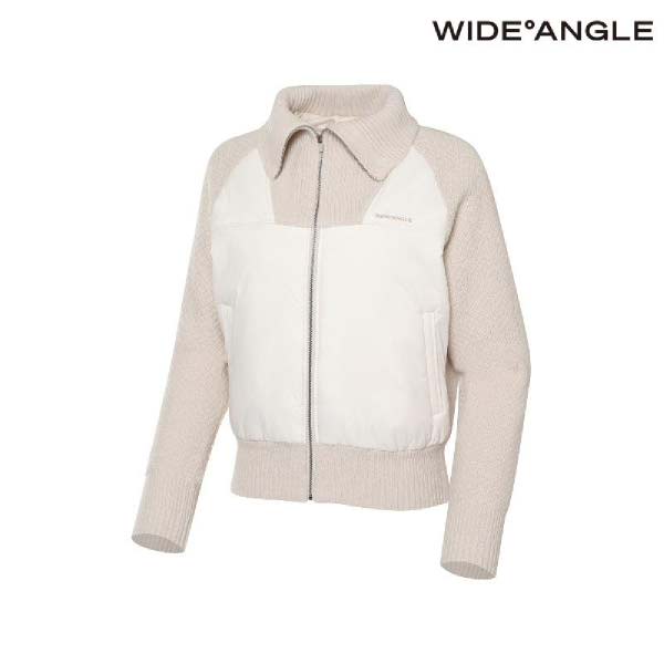 와이드앵글  CO 우븐 패치 패딩 풀집업 스웨터 WWW23K15E2