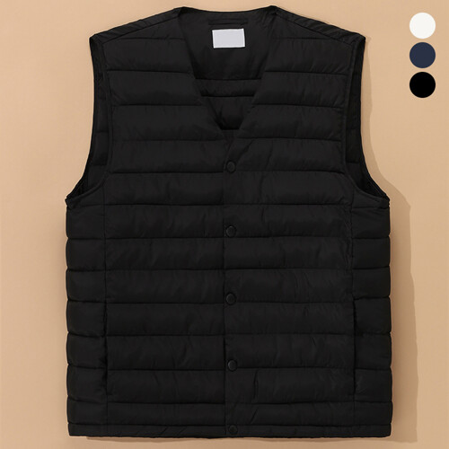 후앙스 남녀공용 베이직 브이넥 초경량 패딩 조끼 SBPV1112