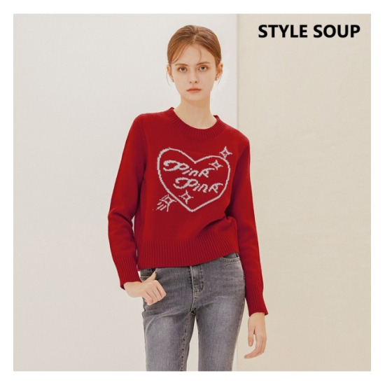 스위트숲 여성 포인트 레터링 니트 SZBLKE4