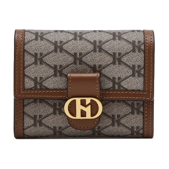 헤지스 여성 로고패턴 가죽 반지갑_HIWA4E879W1