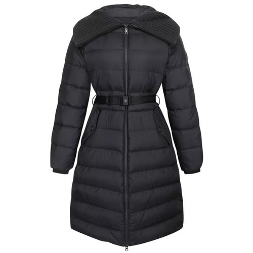 세인트앤드류스  블랙 여성 와이드 니트 카라 벨티드 구스 다운 롱 점퍼 821C4JP278_BK