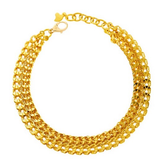 한국금다이아몬드  팔찌 여자 두줄 벌집 체인 7.5g