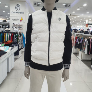 까스텔바작  앞퀼팅 에리배색 하이브리드 풀집업 니트베스트 BGCWSV201WH