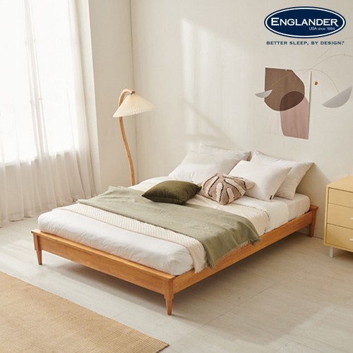 잉글랜더 애비뉴 전체 고무나무 원목 침대 Q