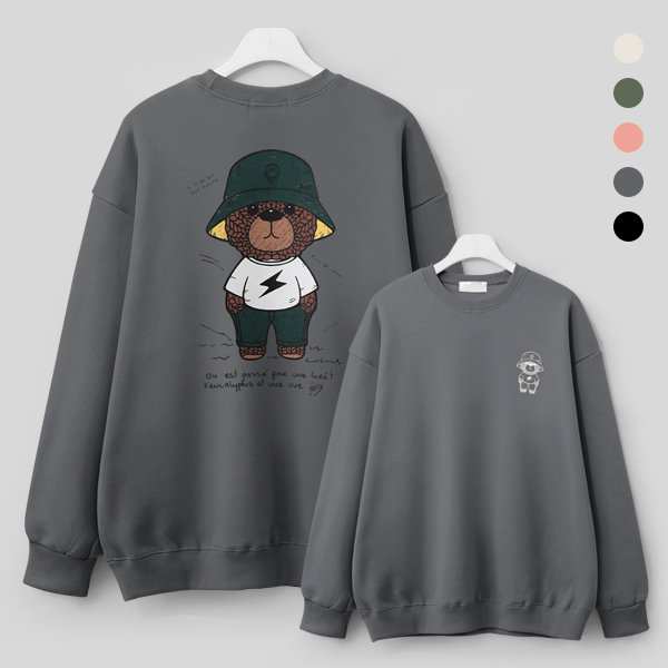 MNC 번개 베어 기모맨투맨 MDMU377DG FREE 그레이