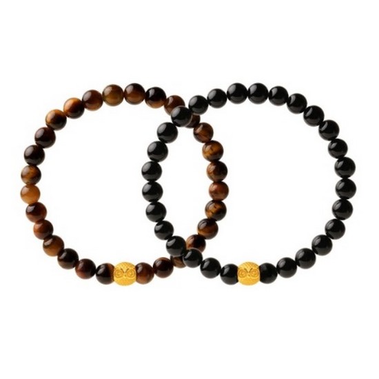 한국금다이아몬드  부엉이 원석 팔찌 호안석 오닉스 택1 0.85g