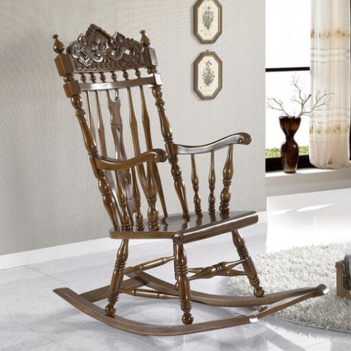 유캐슬 엔틱 마호가니 원목 흔들의자 1인용