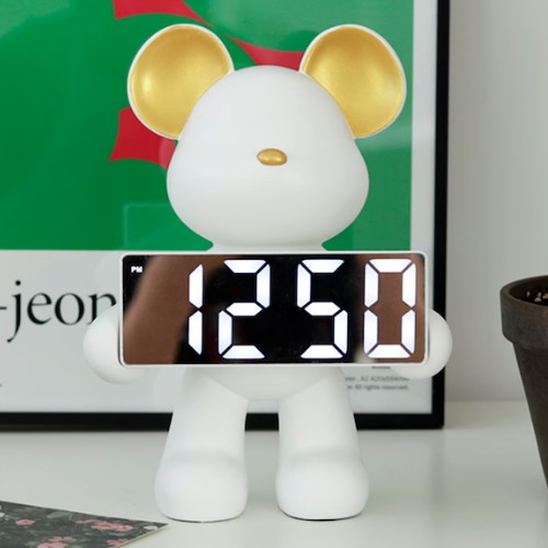 레벤데코  베어브릭 클린 미러 LED 시계