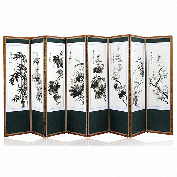 박씨상방 친필 벽원 팔군자 묵화 8폭 병풍