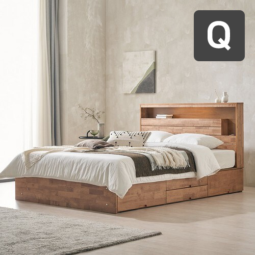 핀란디아 넬슨 원목 수납 LED침대 Q