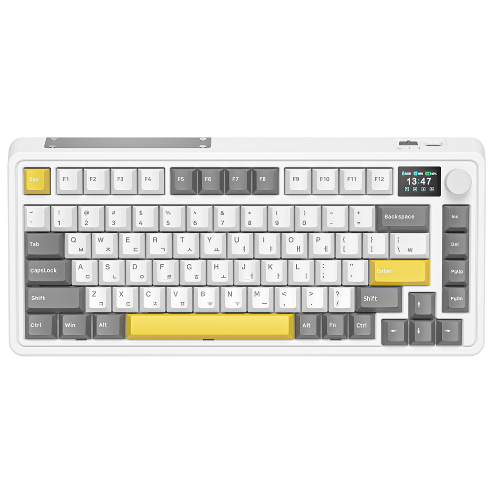 FL-ESPORTS  CMK75 유무선 LCD 핫스왑 풀윤활 기계식 화이트 그레이 한글