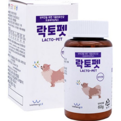 웰빙엘에스 락토펫 강아지 장 영양제 용기형 60g