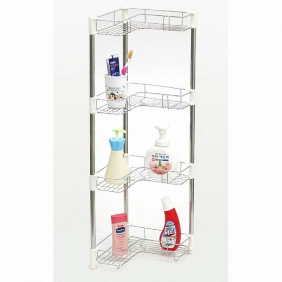 럭스  스텐 샴푸랙 코너선반 4단