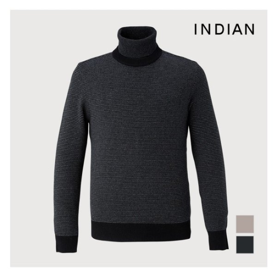인디안 이중에리 패턴 캐시미어 니트터틀넥 MIT-BFXW-94-31